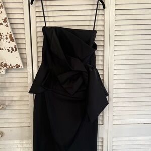 White House Black Market Black Asymmetrical Peplum Sheath Dress